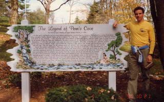 Dave Parker and sign at Penns Cave