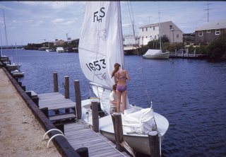 Philip E. Rosenberg slides - Long Beach Island - Loveladies Harbor - boat + Adam + Betsy