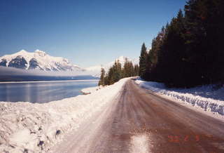 Glacier National Park lakefront roadway