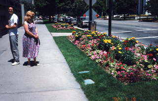 Scott and Nancy Baker in Salt Lake City with flowers