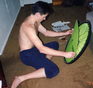 Kevin Parks and his bicycle wheel