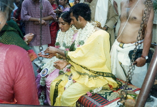 Satish Satish wedding Geeta wedding in Madras, India- temple top in Kanchapurim