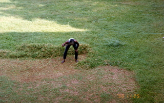 8 35o. Satish-Geeta wedding in Madras, India - mowing the lawn at IIT Madras