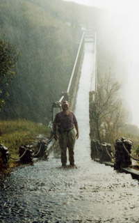 Adam on Knife Bridge (zoom in) -- Zambia, Zimbabwe, Africa