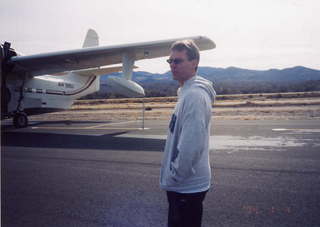 Twin-engine flying boat and Jim