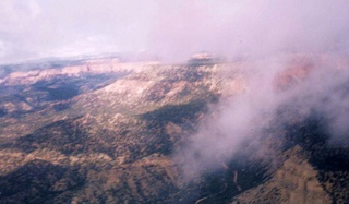 Bryce Canyon amid light clouds -- aerial
