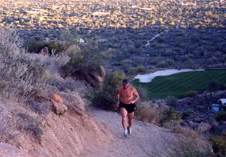 200 53k. Pinnacle Peak, Adam running, zoom more