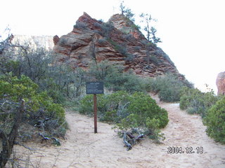 Zion National Park -- Angel's Landing -- sign (unreadable)