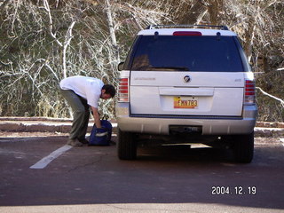 Zion National Park -- Michael and his rental vehicle