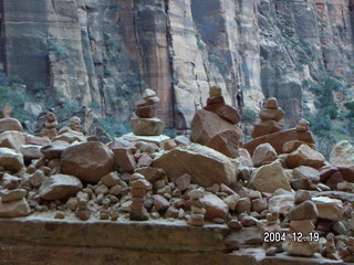 Zion National Park -- Emerald Ponds -- many rock cairns