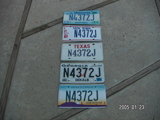 five license plates