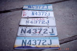 five license plates