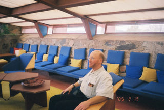 Taliesin West (Frank Lloyd Wright) -- Adam in nifty chair