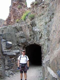 Grand Canyon -- Adam at the Black Bridge tunnel -- South Kaibab