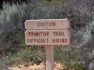 Arches National Park -- Primitive Trail sign