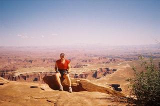 Canyonlands National Park -- Lathrop Trail -- Adam at the Colorado River