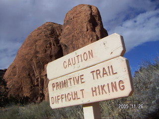 Arches National Park -- Primitive Trail sign