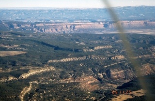 aerial -- Colorado canyon narrow rock ledge