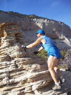 13 5nq. Zion National Park -- Angel's Landing hike -- Adam climbing