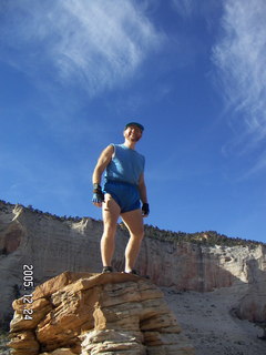 16 5nq. Zion National Park -- Angel's Landing hike -- Adam on top of the pile of rocks