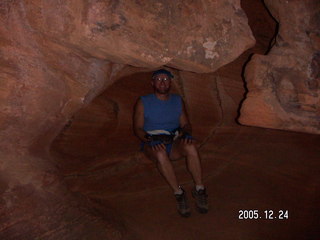 18 5nq. Zion National Park -- Angel's Landing hike -- Adam in the hole in the rock