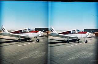 stereo-3D L+R parallel-eye Loreo -- flying over the desert