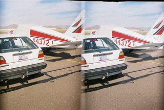 stereo-3D L+R parallel-eye Loreo -- autogyro at San Manuel Airport (E77) flying