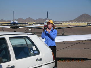 Betsy taking a picture at Deer Valley Airport