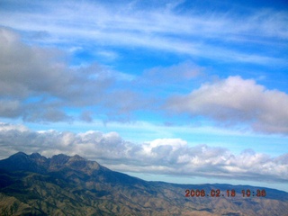 aerial -- Four Peaks in clouds