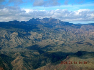 aerial -- Four Peaks in clouds
