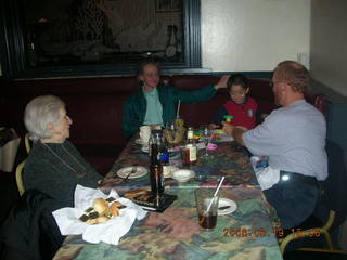 Adam, Betsy, Gaby at Greek restaurant