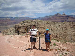 2 5t7. view from South Kaibab trail -- Skeleton Point sign -- Greg and Adam