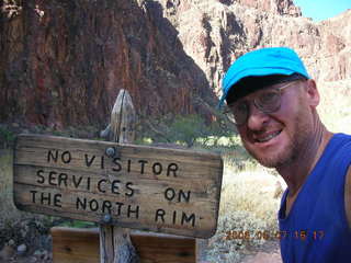 North Kaibab trail from Phantom Ranch -- North Rim sign -- Adam