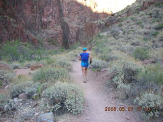 293 5t7. North Kaibab trail from Phantom Ranch -- Adam running