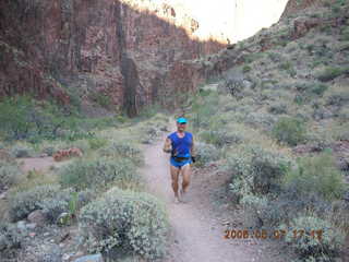 298 5t7. North Kaibab trail from Phantom Ranch -- Adam running