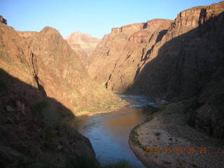 view from Bright Angel trail -- looking down through Silver Bridge