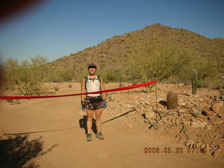 Lost Dog Wash trailhead -- ribbon and Adam