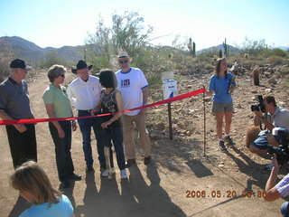 Lost Dog Wash trailhead -- ribbon and Adam