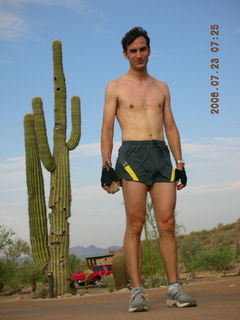 Christian Hissler  with saguaro cactus at Lost Dog Wash