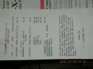 receipt for Coolpix camera