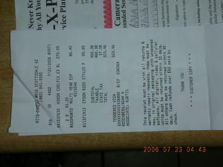 receipt for Coolpix camera