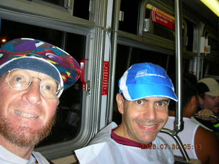 Adam and Greg on the bus to the San Francisco half marathon