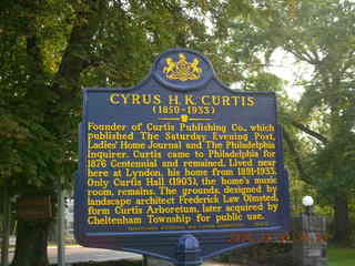 Curtis Arboretum -- Cyrus H. K, Curtis sign