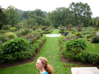 326 5xq. Morris Arboretum -- Betsy in rose garden