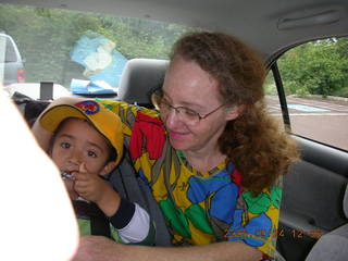 345 5xq. Morris Arboretum -- Gaby and Betsy in car