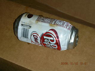 exploded can of frozen Dr. Pepper