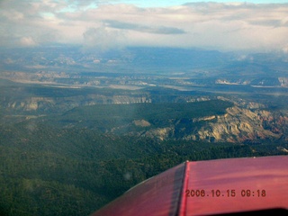 aerial -- Bryce Canyon and nose of N4372J and clouds