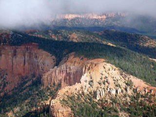 aerial -- you can barely see hoodoos in the clouds