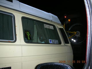 VW bus in Moab with dogs inside