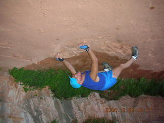 Plateau Point -- Mighty Colorado River -- Adam on rock ledge